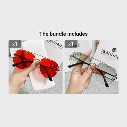 Unisex Classic Retro Double Bridge Glasses, Fashionable, No Frame, Metal Material, S Style, Ordinary Decorative for Men And Women, Casual Use