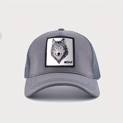 Animal Caps Trucker Hat Men Black Baseball Cap Women White Baseball Cap Men Wolf Trucker Cap Breathable Mesh Summer Baseball Caps Men'S & Women'S Wolf Embroidery Snapback Trucker Hat Fitted Outdoor Sports Adjustable Cap Gorra