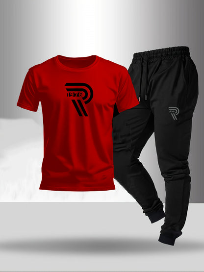 2pcs Set, Men'S Casual Loungewear, Gift, Fashion Print, Round Neck T-Shirt with Drawstring Pants, Outfit