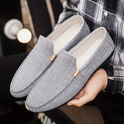 Men's Slip-On Casual Sneakers - Breathable Upper, EVA Cushioned Insole & Durable PU Sole - Low-Top Round Toe Design for All-Season Outdoor Hiking, Daily Wear & Leisure Activities, Allseason Shoes | Stylish Slipons | Fabric Li