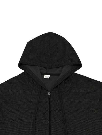 New Style Autumn Men's 2pcs Set, Casual Hooded Long Sleeve Zip-Up Sweatshirt and Drawstring Jogger Pants with Pockets, All-Season Outfit for Men