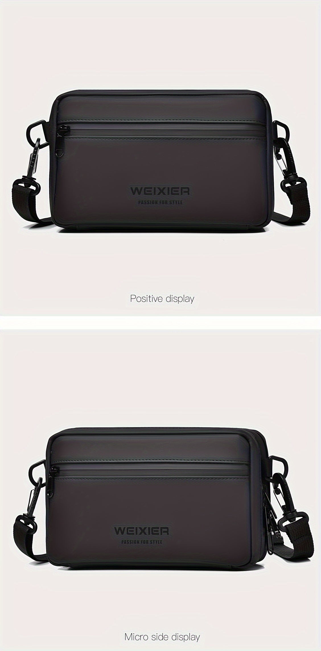 WEIXIER Men's Casual Nylon Handbag - Large Capacity with Adjustable Wrist Strap, Sleek Black for Daily Use, Valentine's Day Gift for Him, Outdoor Bag | Casual Style | Nylon Material