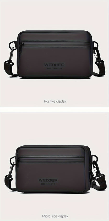 WEIXIER Men's Casual Nylon Handbag - Large Capacity with Adjustable Wrist Strap, Sleek Black for Daily Use, Valentine's Day Gift for Him, Outdoor Bag | Casual Style | Nylon Material