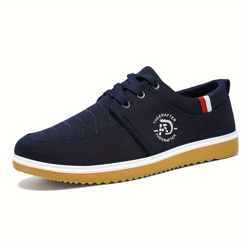 Men's Solid Color Classic Canvas Shoes, Comfy Non Slip Casual Business Style Lace Up Walking Shoes For Men's Outdoor Activities