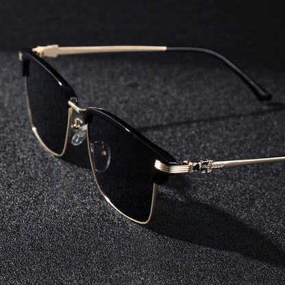 1pc Men's fashionable classic semi frameless box fashion glasses