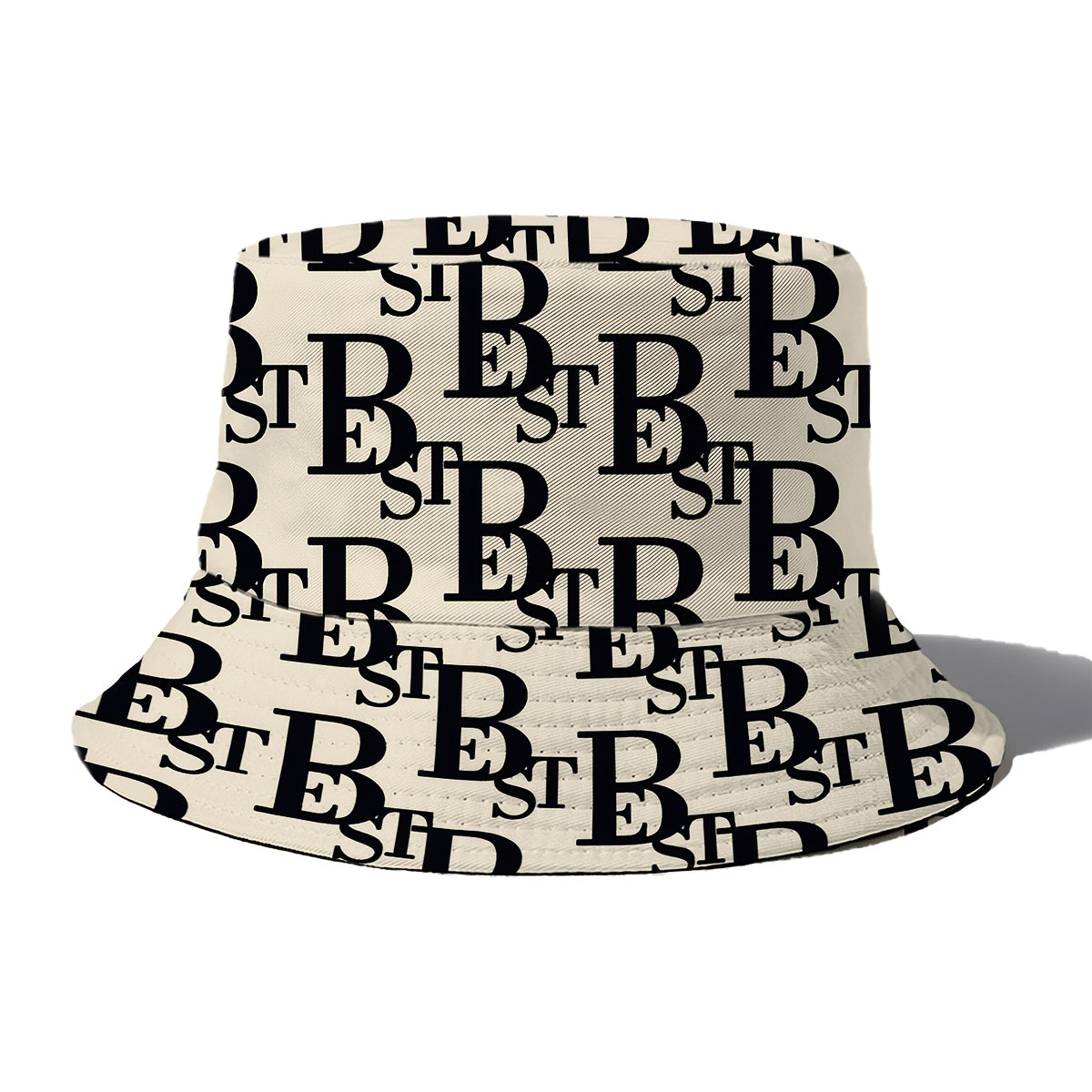 1pc Unisex Bucket Hat with Letter B Print, 100% Polyester, Lightweight, Non-Stretch, Holiday Theme, New Year'S Essential, Outdoor Versatile, Easy to Carry, Woven Craftsmanship, Random Print Pattern