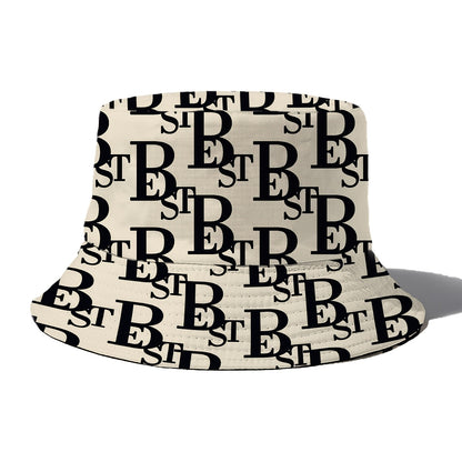 1pc Unisex Bucket Hat with Letter B Print, 100% Polyester, Lightweight, Non-Stretch, Holiday Theme, New Year'S Essential, Outdoor Versatile, Easy to Carry, Woven Craftsmanship, Random Print Pattern