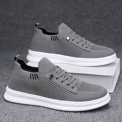 Men'S Breathable Knit Mesh Running Shoes - Anti-Odor Casual Sneakers with Soft EVA Sole, Round Toe Design & Low-Top Lace-Up for Jogging, Hiking, Outdoor & Daily Wear - Khaki/Black/Gray, Jogging Shoes