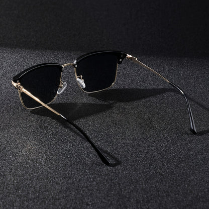 1pc Men's fashionable classic semi frameless box fashion glasses