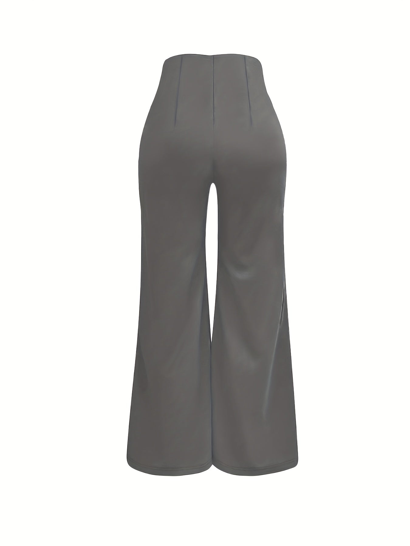 Elegant Double-Breasted Waistband Casual Pants, Solid Color, Polyester, Machine Washable - All Seasons, Queen Style, High-Grade Design