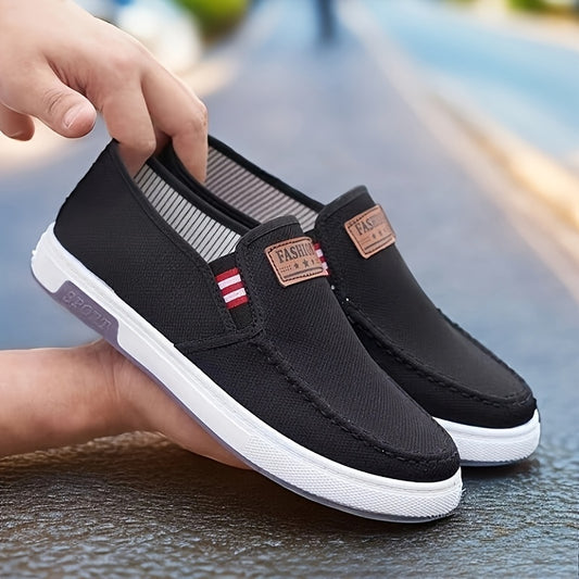 Men's Comfortable Slip-On Loafers - Soft Sole Casual Sneakers, Breathable Fabric Upper with Stitched Detailing, Lightweight & Stylish for Casual Attire, Stylish Loafers | Casual Comfort Wear | Rubber Sole Footwear