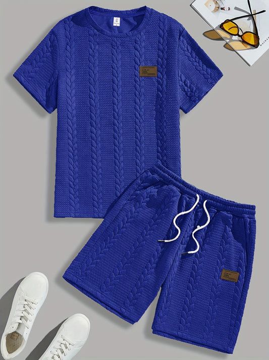 Casual Crew Neck Short Sleeve T-Shirt & Drawstring Shorts - Brown, Summer Outfit