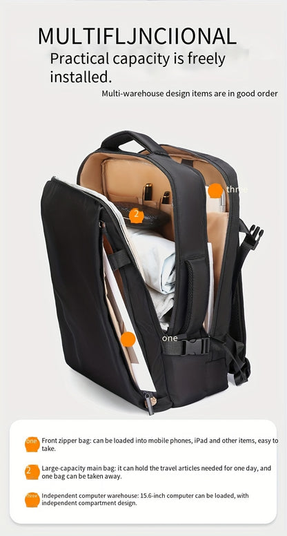Men's Professional Laptop Backpack - Large Capacity Business Backpack with 39.62cm Laptop Compartment, Heavy-Duty Zipper Closure, Padded Shoulder Straps - Sleek Black Backpack for Office, Travel, Meetings - Durable Carry-On B