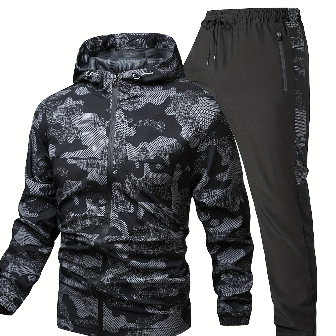 Men'S Suit, Casual Stylish Sportswear, Long-Sleeve Jacket, Woven Hooded Jacket, Sports Long Pants, Men'S Woven Moisture-Wicking Long Pants, Sweat-Resistant