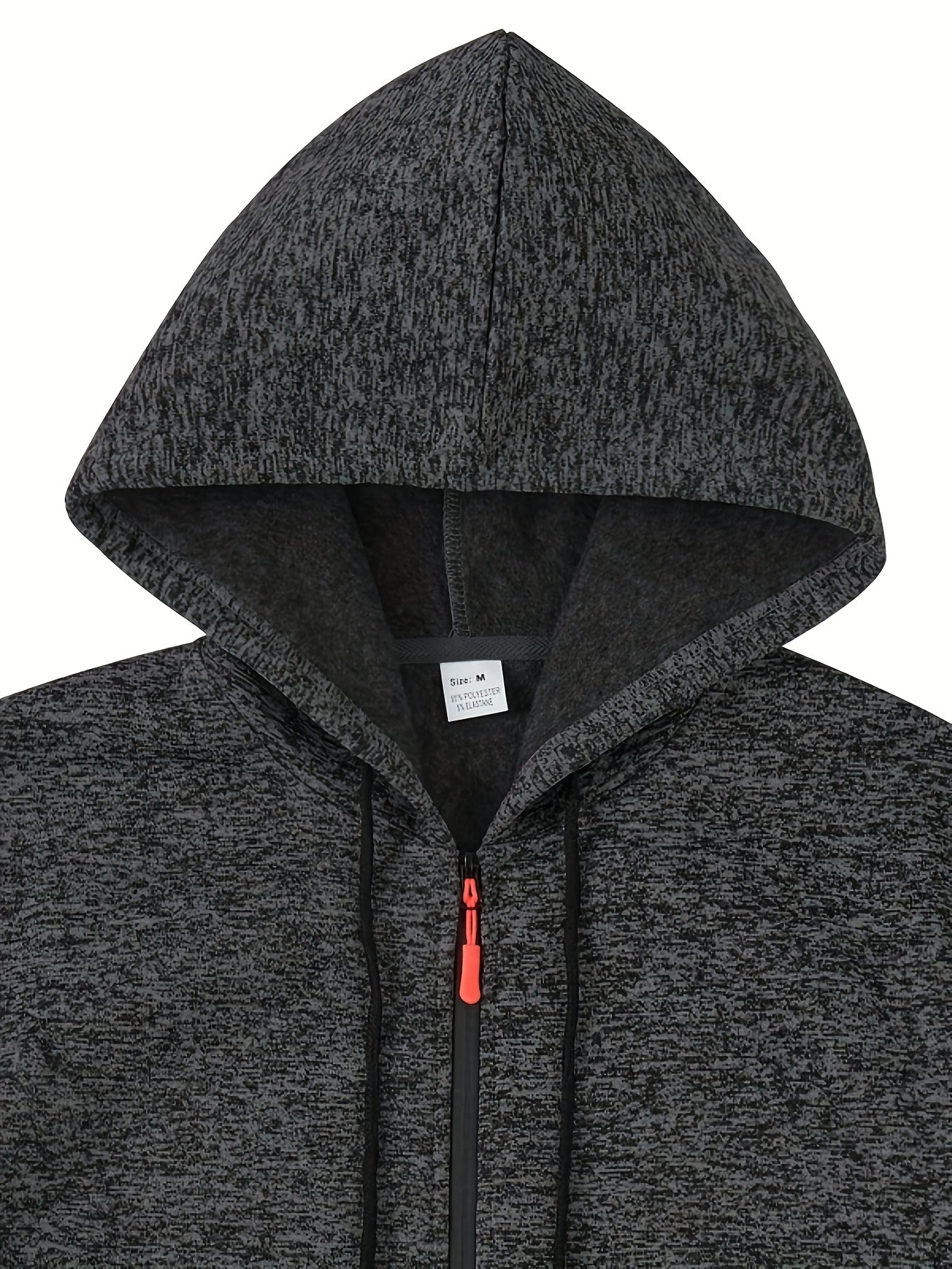 Men's Casual Sports Hoodie and Pants Set with Zipper, Drawstring, Fleece-Lined - Polyester Blend, Machine Washable