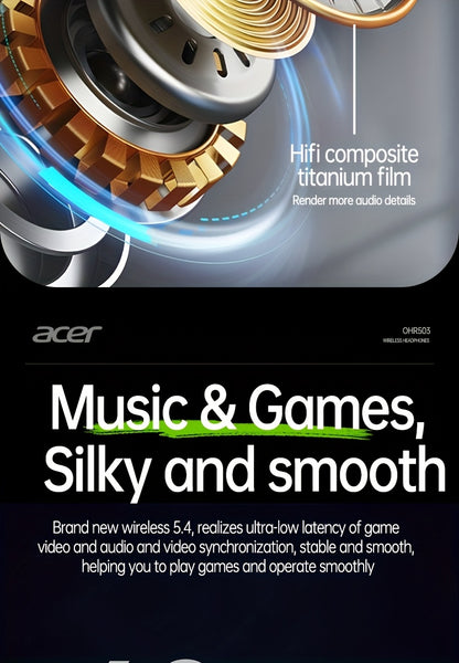 30 ժամյա անլար ականջակալներ Acer OHR503 Mini Sport անլար ականջակալներ | Անլար ստերեո, երկար 30 ժամյա սպասման ռեժիմ, աղմուկի մարում, հարմարավետ կրելու համար | Համընդհանուր չափս, վերջին մոդել, հպումային կառավարում