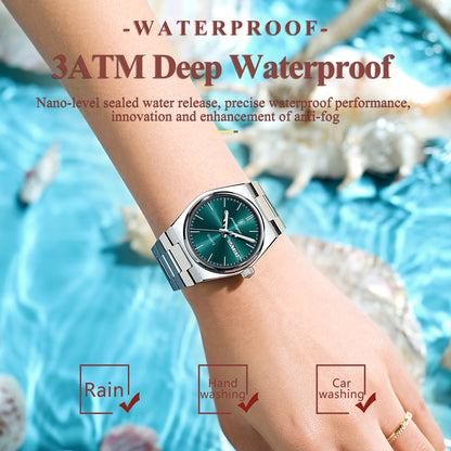 The 2025 Popular Luminous Calendar Stainless Steel Women'S Watch, a Trendy Korean Style Quartz Watch for Young People, Perfect for Casual Fashion.