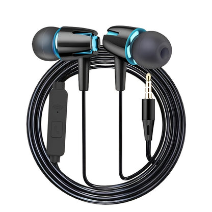 High-quality wired earphones with semi-in-ear design, supporting mobile phones, computers, games, karaoke, wired control with microphone in-ear design, high-definition calls, 3.5mm jack, suitable for sports, running, skipping