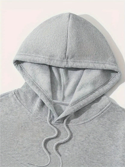 1set Men'S Casual Geometric Heartbeat Pattern Hoodie and Sweatpants Set, Polyester and Spandex Blend, Loose Fit, Hooded Pullover for Autumn/Winter