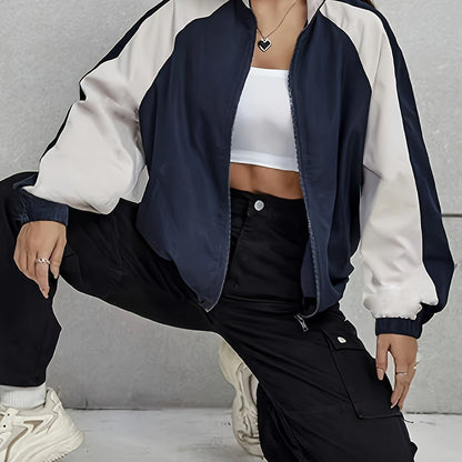 Women's Elegant Mandarin Collar Jacket - Burgundy & Half-Zip Coat with White Piping, All-Season Structured Outerwear (Black /Notch), Machine Washable Casual to Formal Blazer for & Social Events, Jackets For Women, Jacket For