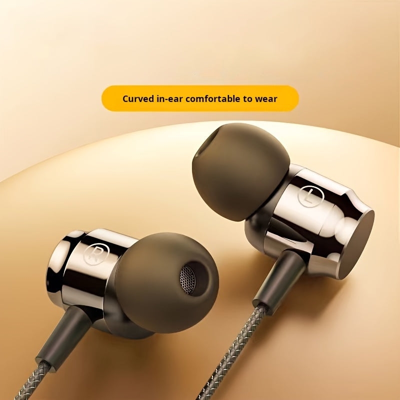 1pc Aluminum Wired Headphones with Mic, HiFi Bass, Noise Cancelling Voice Call, Push Button Volume Control, Non-Waterproof, 3.5mm & Type-C Jack, for Mobile Phones, Computers, Gaming, Karaoke - Ideal Gift for Men and Women, He
