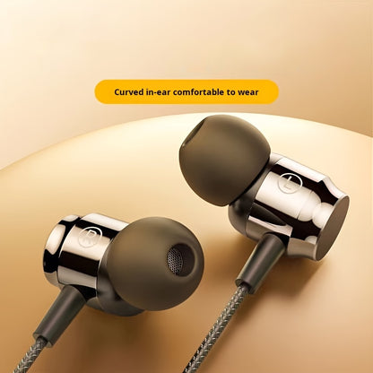 1pc Aluminum Wired Headphones with Mic, HiFi Bass, Noise Cancelling Voice Call, Push Button Volume Control, Non-Waterproof, 3.5mm & Type-C Jack, for Mobile Phones, Computers, Gaming, Karaoke - Ideal Gift for Men and Women, He