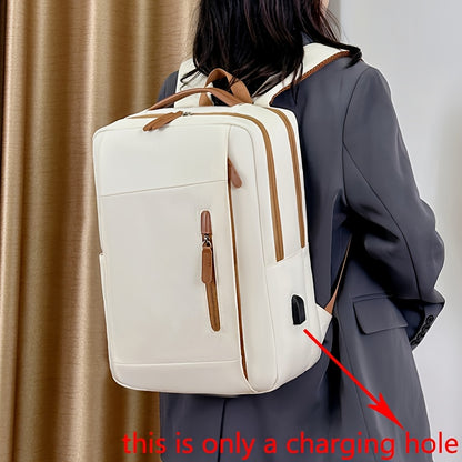 Stylish Lightweight Laptop Backpack - Adjustable Shoulder Straps, Multiple Compartments, USB Charging Port, Perfect for Commuting, School, Travel & Business, Casual Style, Polyester Lining, Secure Zipper Closure, Laptop Carry