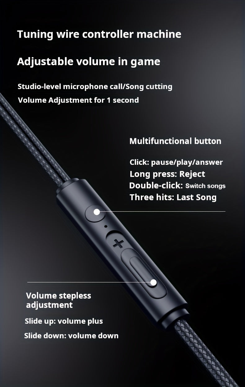 1pc Aluminum Wired Headphones with Mic, HiFi Bass, Noise Cancelling Voice Call, Push Button Volume Control, Non-Waterproof, 3.5mm & Type-C Jack, for Mobile Phones, Computers, Gaming, Karaoke - Ideal Gift for Men and Women, He
