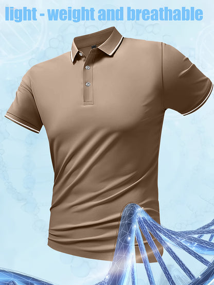 Pearson OBM Men'S Classic Breathable Knit Polyester Polo Shirt - Casual Style, Solid Color, Regular Fit with Slight Stretch, Summer Collared Top with Button Detail