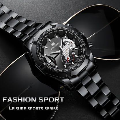 Men's Casual Sports Calendar Quartz Watch, Business Fashion Wristwatch