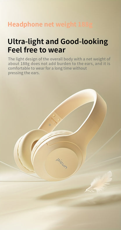 Picun B-01S Wireless Headphones, HD Stereo Sound Over Ear Headphones with Built-in Microphones, Deep Bass 46 Hours Playtime, Headset HiFi Stereo Foldable Lightweight Headset, TF/For Cellphone/PC/Home.