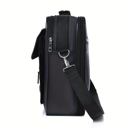 Men's Large Capacity Business Messenger Bag - Black Nylon Fabric, Adjustable Shoulder Strap, Multiple Compartments for Phone, Laptop, Tablet, Keys & Umbrella, Perfect for Work, Travel & Casual Use, Laptop Messenger Bag, Daily