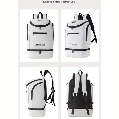 TRAVEL SEASON Large Capacity Sports Backpack - Durable Polyester, Wet/Dry Separation, Multi-Compartment Gym Tote Bag for Men and Women, Travel Backpack