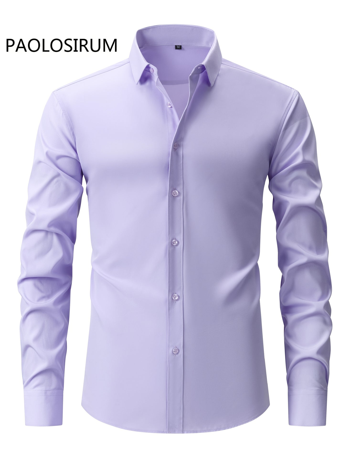 2025 New Men'S Business Slim-Fit Long-Sleeve Shirt, Wrinkle-Free, Elastic, And Smooth Fabric.