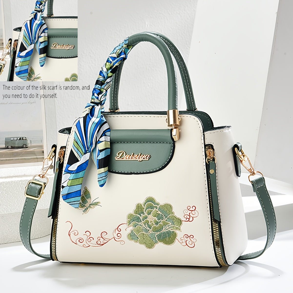 A Large Capacity Handbag for Women, Suitable for Business, Casual Outings, And Travel, Featuring a Randomly Colored Scarf, Perfect As a Mother'S Day Gift.