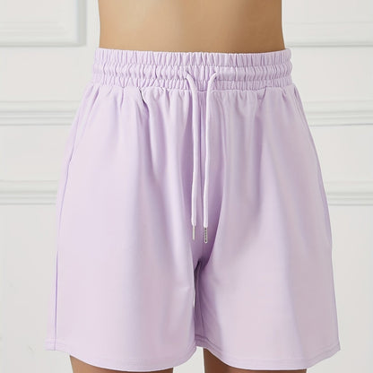 Summer Women'S Casual Shorts with Two Pockets, Drawstring Waist, Suitable for Running, Yoga, And Workouts, Loose And Comfortable, Five-Point Length.