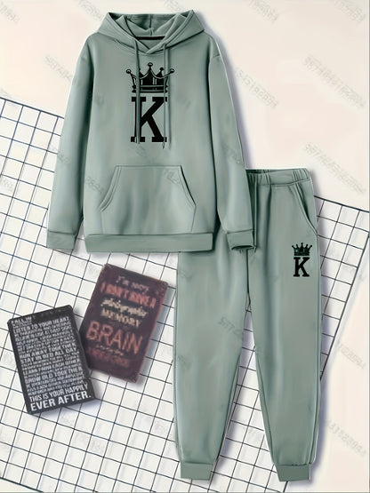 Men's Classic Sporty Casual Printed Hooded Suit