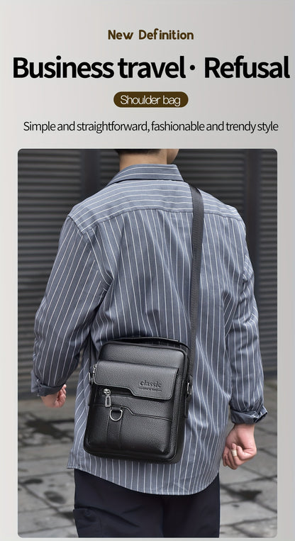 New Men's Crossbody Bag Messenger Bag with Mahogany Pattern Large Capacity Design PU Material Men's Casual Retro Adjustable Shoulder Bag for Going Out Valentine's Day Gift for Husband or Boyfriend