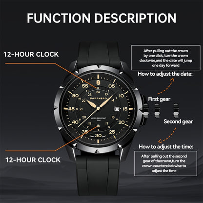 SAPPHERO Men's Luxury Watch - Stainless Steel Case & Band, 50m Waterproof, Analog Display with Date Window, Everyday & Formal Watch for Swimming, Business, Gifts - Affordable Luxury Wristwatch, Business Wristwatch, Sporty Ele