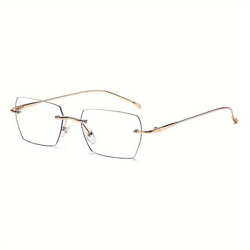 1pc Rimless Square Photochromic Glasses - Elegant & Lightweight, Color-Changing Lenses for Indoor/ Use, Ideal for Daily Wear, School, Business, & Special Occasions, Non-Prescription, Perfect Gift