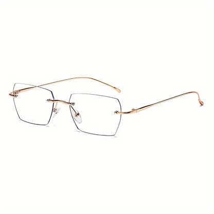 1pc Rimless Square Photochromic Glasses - Elegant & Lightweight, Color-Changing Lenses for Indoor/ Use, Ideal for Daily Wear, School, Business, & Special Occasions, Non-Prescription, Perfect Gift