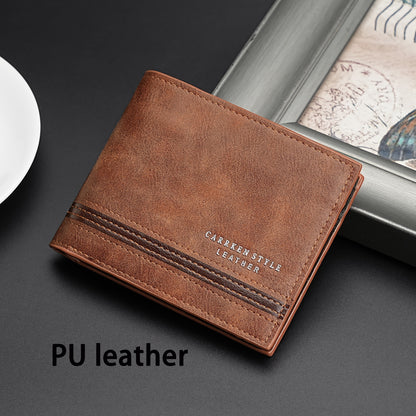 1pc Men's Short Wallet, Fashion Horizontal Multi-card Slots Zipper Coin Purse