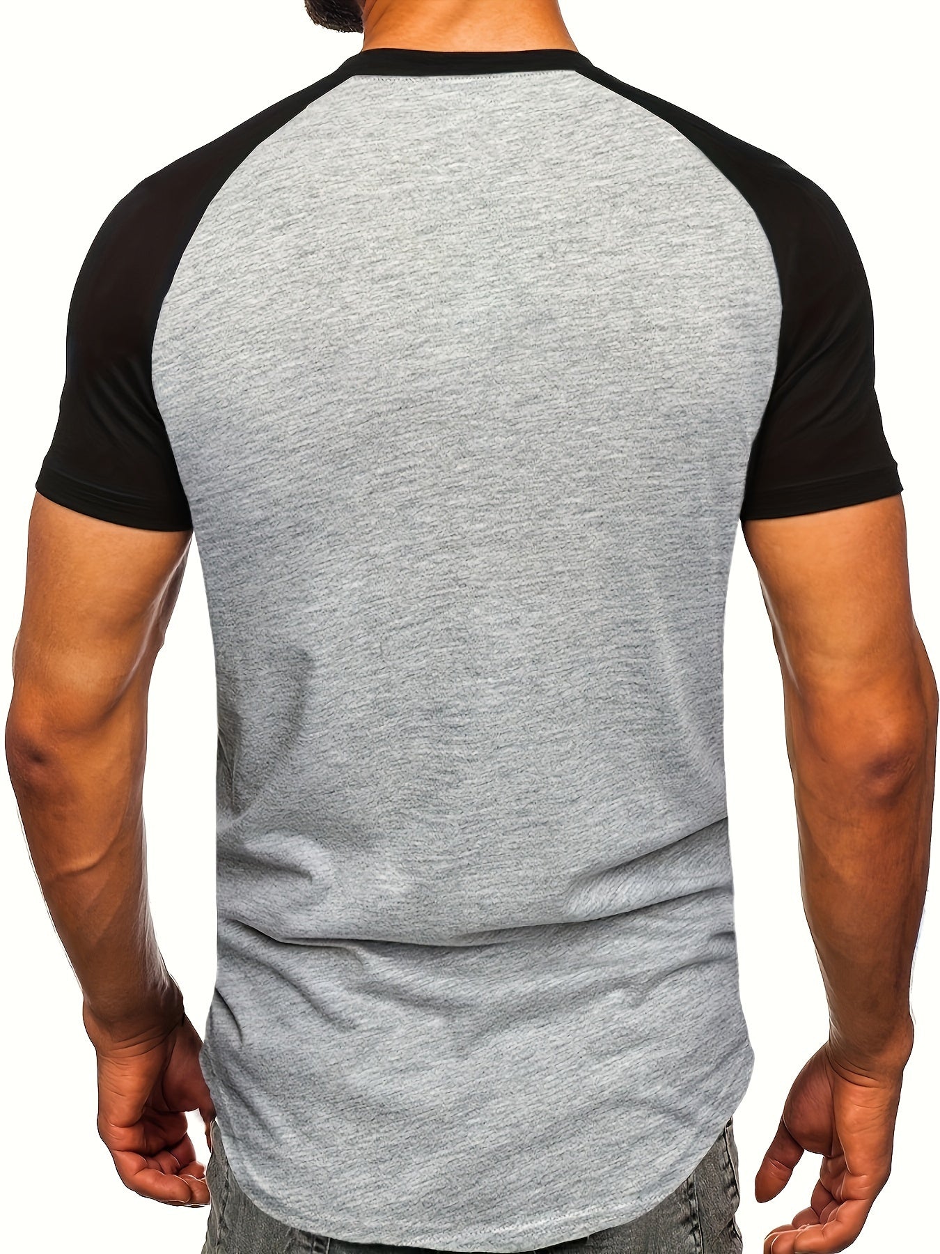 Chic Printed T-shirt, Men's Casual Street Style Stretch Round Neck Tee Shirt For Summer