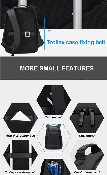 FENRUIEN Men'S Large Capacity Expandable Backpack with USB Charging, 39.62cm Laptop Bag, Durable Oxford Fabric, Multiple Compartments for Travel and Business Use, Travel Backpack | Minimalist Backpack | Durable Zippers, Lapto
