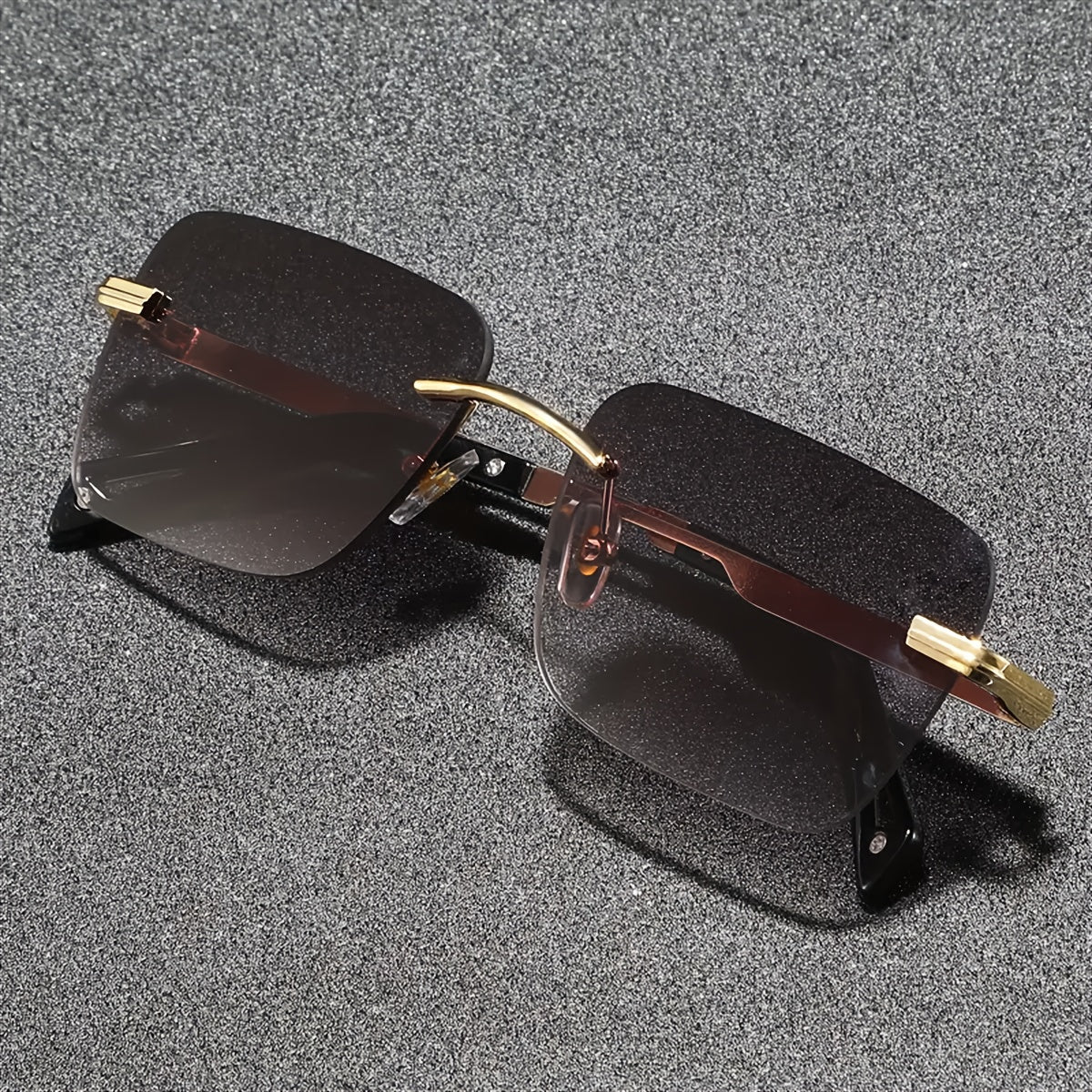 Lightweight Aluminum Alloy Frameless Square Fashion Glasses - Unisex Retro Style with Gradient Pink to Blue Lenses, Metal Hinges & Screws - Perfect for Driving & Holiday Gifts, Eyewear, Trendy Eyewear, Durable Eyeglasses