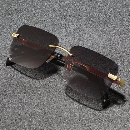 Lightweight Aluminum Alloy Frameless Square Fashion Glasses - Unisex Retro Style with Gradient Pink to Blue Lenses, Metal Hinges & Screws - Perfect for Driving & Holiday Gifts, Eyewear, Trendy Eyewear, Durable Eyeglasses