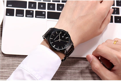 Fashion Casual Watch, Classic Simple Black Calendar Quartz Movement Stainless Steel Strap, Suitable For Daily Outdoor Leisure Business Men's Watch