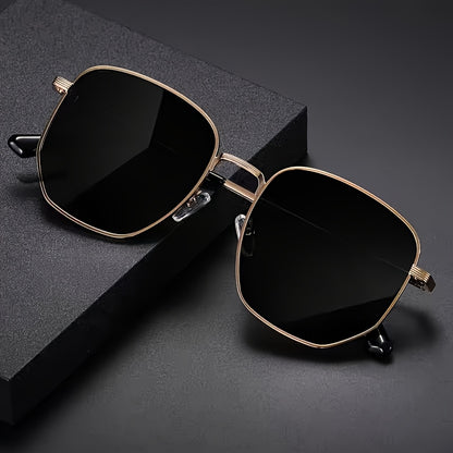 Classic Style Retro Design Fashion Glasses Geometric Metal Frame Suitable for Men and Women Decorative Glasses for men and women, casual business, party street photography, fashionable clothing accessories, ideal choice for g