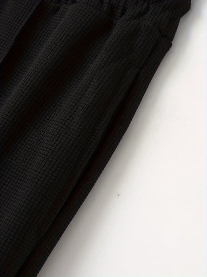 Baseball Collar Jacket and Pants Set in Waffle Fabric