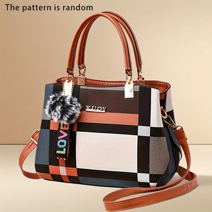 Elegant Women'S Crossbody Bag with Detachable Strap - Chic Geometric Pattern, Black Synthetic, Golden-Tone Hardware, Perfect for Casual or Formal Occasions, Versatile Handbag | Geometric Pattern Bag | Synthetic Bag, Purse Cro